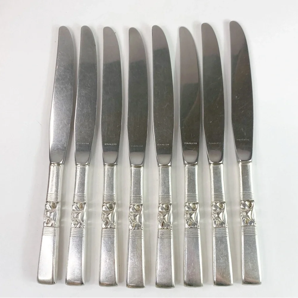 Vintage Oneida Community Morning Star 40’s Silverplate Flatware 8 Dinner Knives